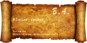 Bleier Andor névjegykártya